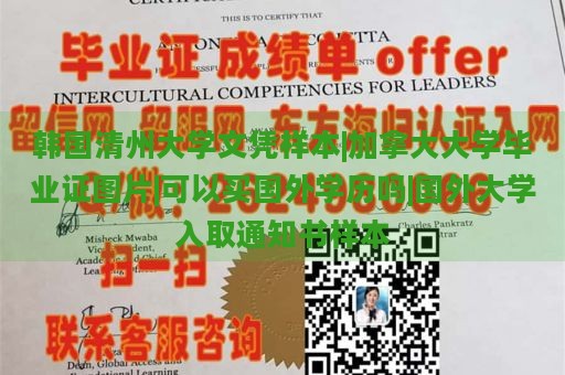 韩国清州大学文凭样本|加拿大大学毕业证图片|可以买国外学历吗|国外大学入取通知书样本